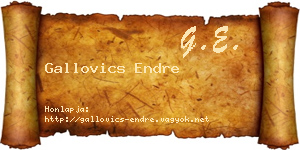 Gallovics Endre névjegykártya